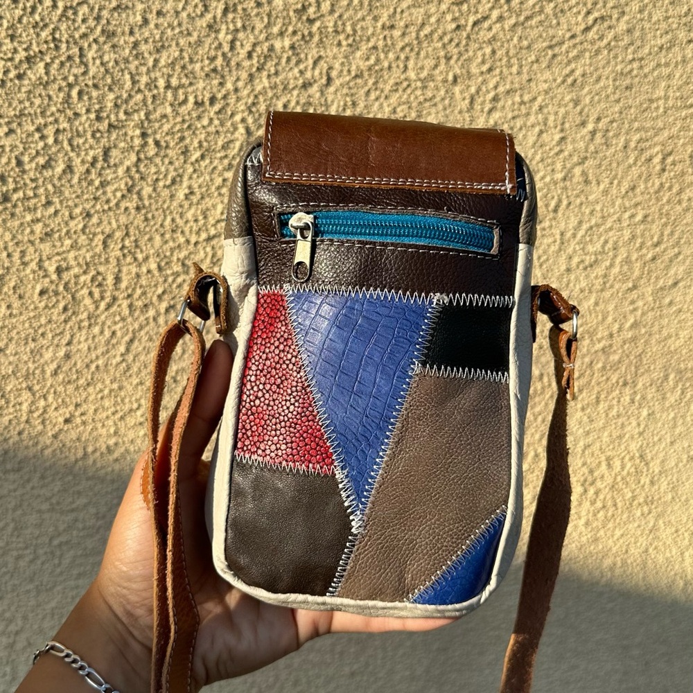 Stylish Leather Patchwork Mini Crossbody Utility … - image 7